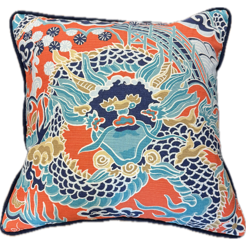 Custom Thibaut Imperial Dragon Pillow