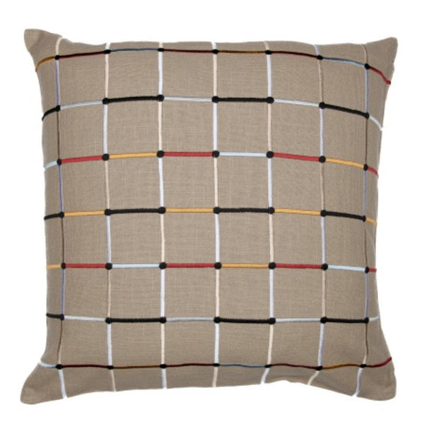 Multi-Color Grid Taupe Decorative Pillow