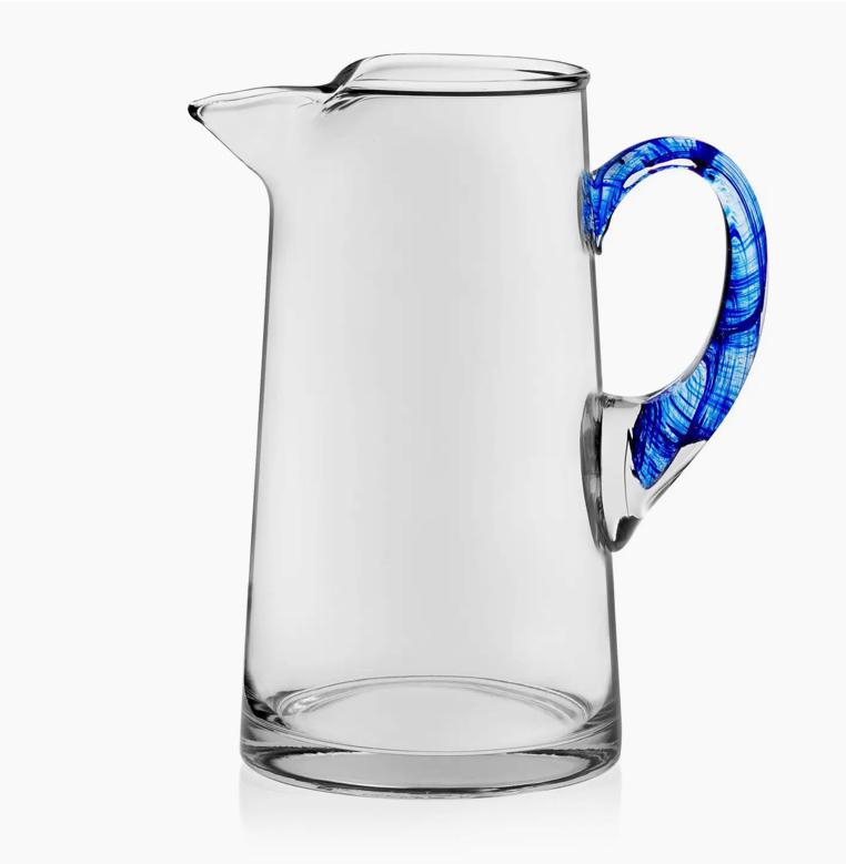 Cabos Blue-Handled Glass Pitcher, 90-ounce