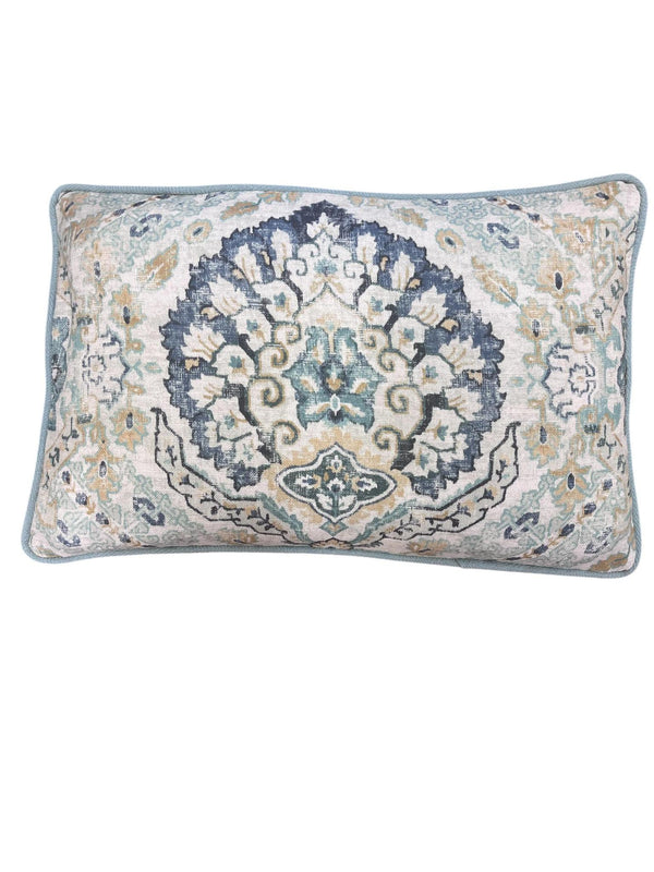 Custom Teal Medallion Fabric Pillow