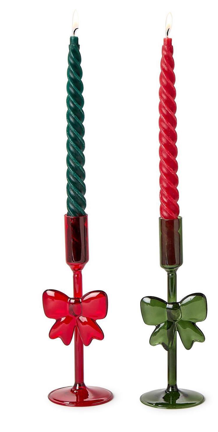 Holiday Bow Taper Candleholders