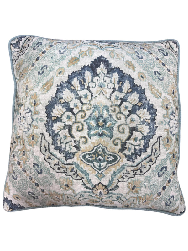 Custom Teal Medallion Fabric Pillow