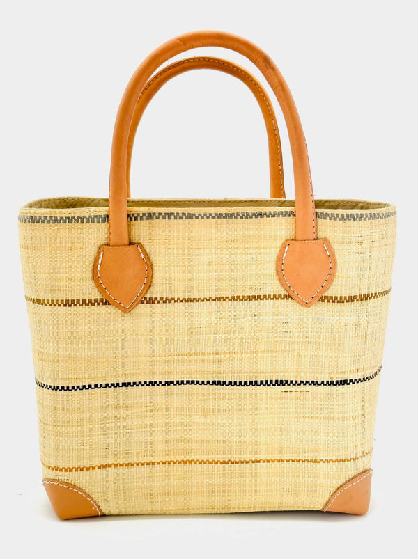 Augustine Pinstripes Straw Basket Bag