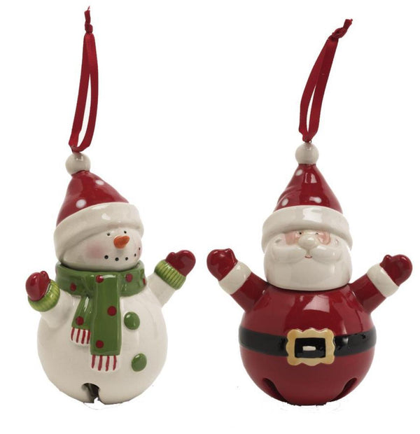 Snowman/Santa Bell w/arms Ornament