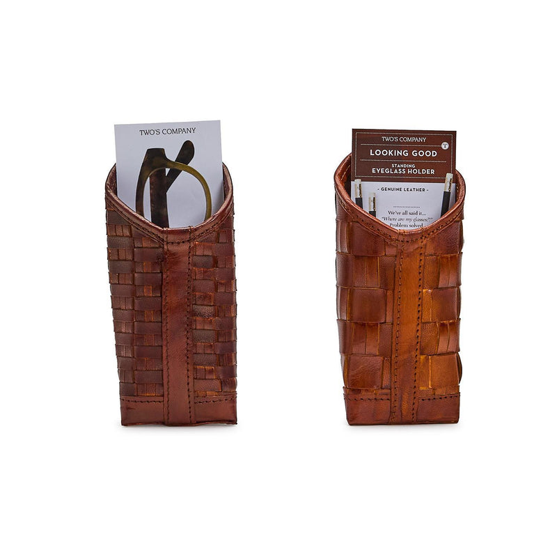 Chestnut Woven Leather Weighted Eyeglass Holder