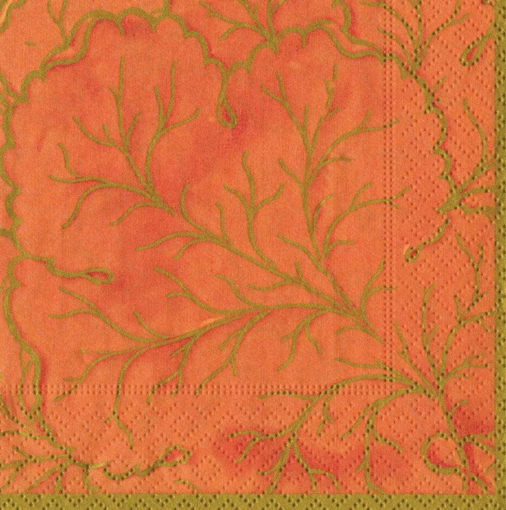 Caspari Gilded Majolica Coral Luncheon Napkins - Thumbnail 2