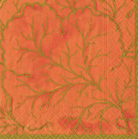 Caspari Gilded Majolica Coral Luncheon Napkins - Thumbnail 3