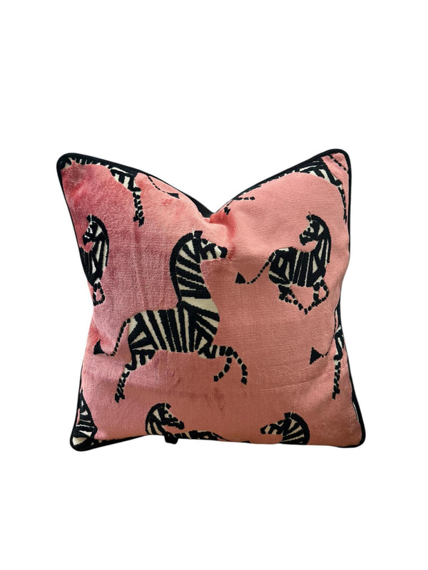 Custom Farlowe Rose Zebra Velvet Throw Pillow