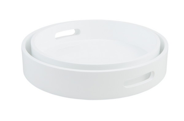 White Lacquer Trays - Round