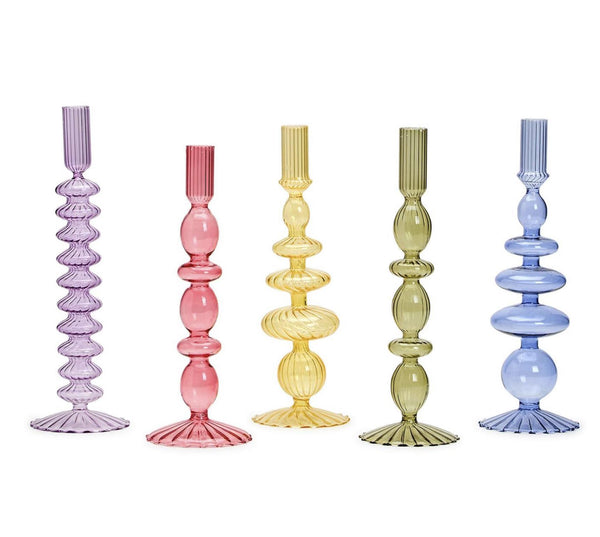 Hand-Blown Glass Tapered Candleholder