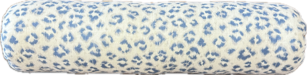 Blue and Grey Linen Cheetah Print Custom Pillow