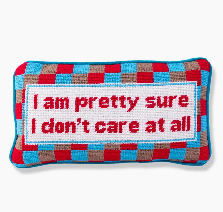 Don’t Care Needlepoint Pillow