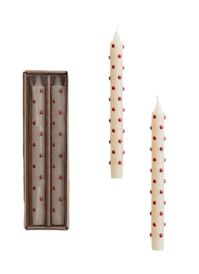 Ivory Dot Taper Candle