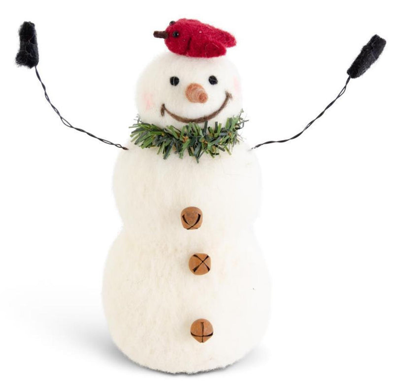 Wool Snowman w/Cardinal