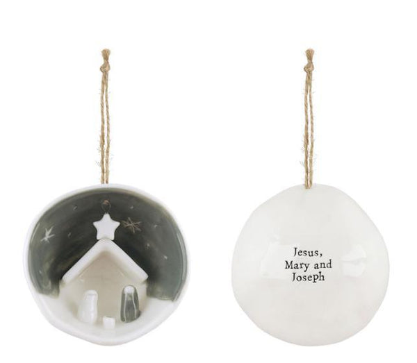 Nativity Half Circle Porcelain Ornament