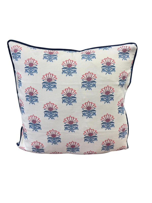 Custom Thibaut Milford Anna French Red and Blue Pillow