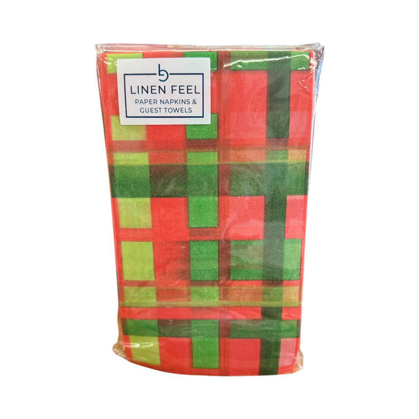 Holiday Plaid Linen Feel Paper Guest Towel