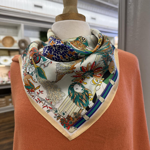 Green Animals Silk Scarf