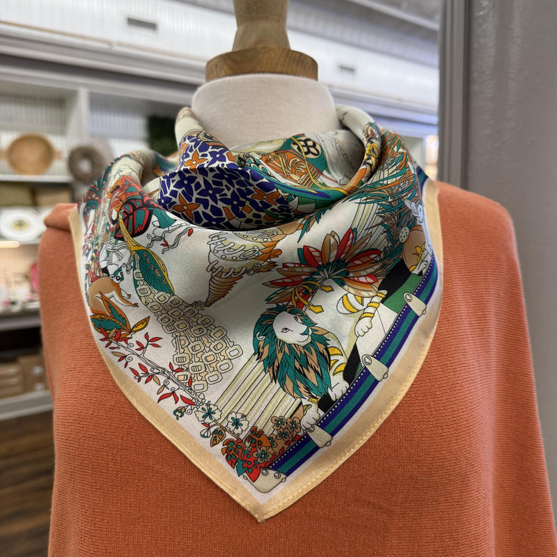 Green Animals Silk Scarf