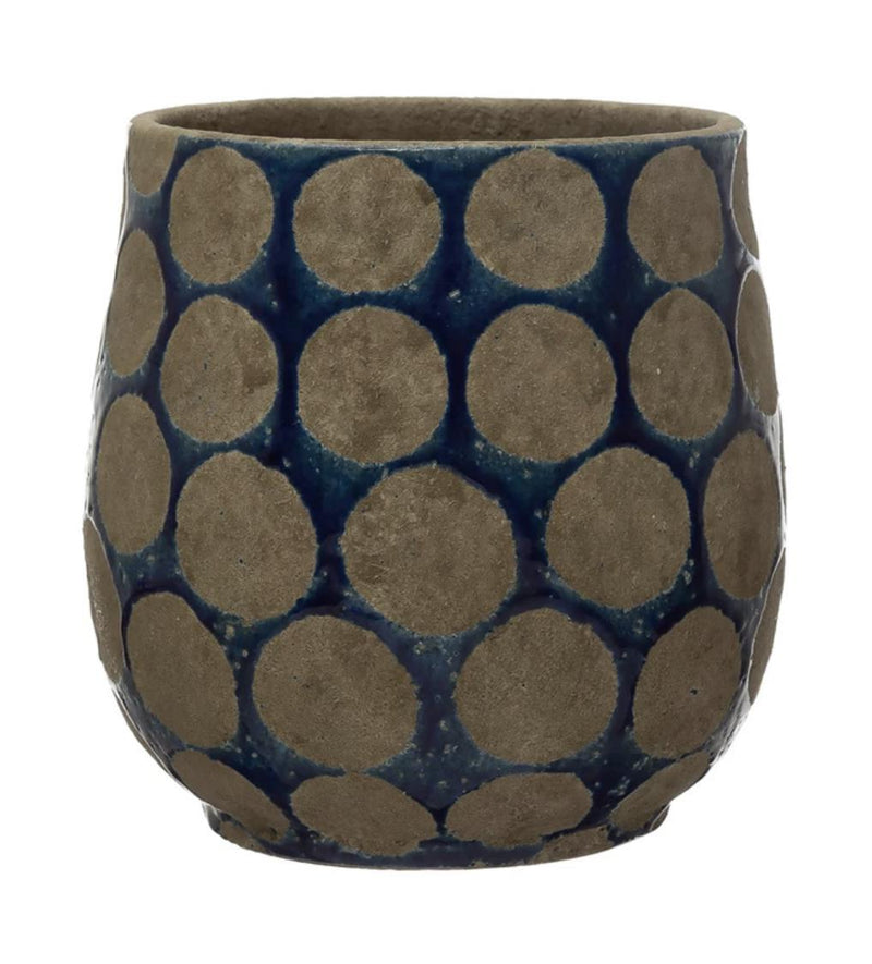 Blue Terra-cotta Planter with Dots
