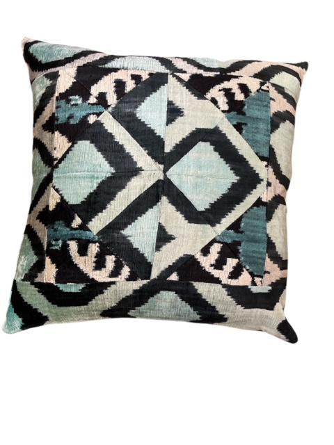 Black/White/Blue Silk Velvet Patchwork Pillow