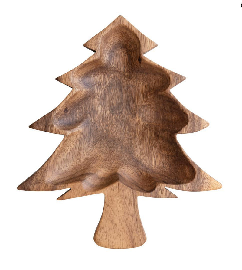 Acacia Wood Christmas Tree Shaped Bowl