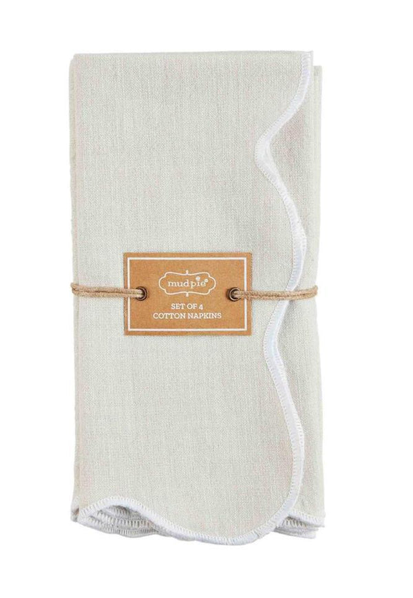 White Trim Scallop Napkin Set