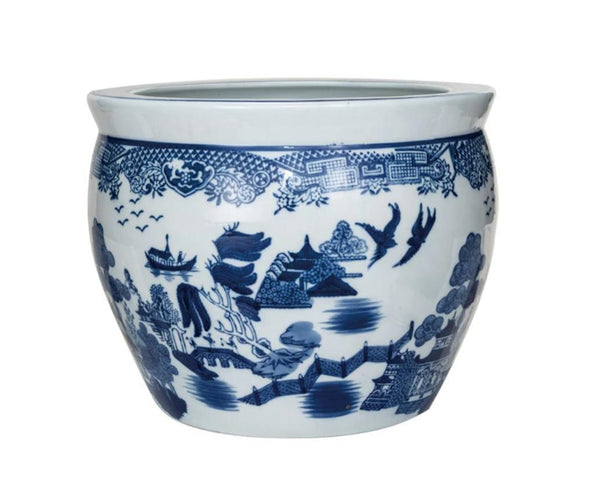 Floral Blue and White Planter