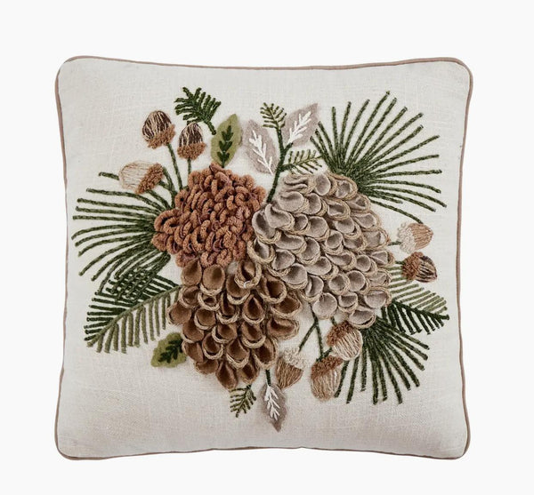 Pine Cluster Embroidered Pillow