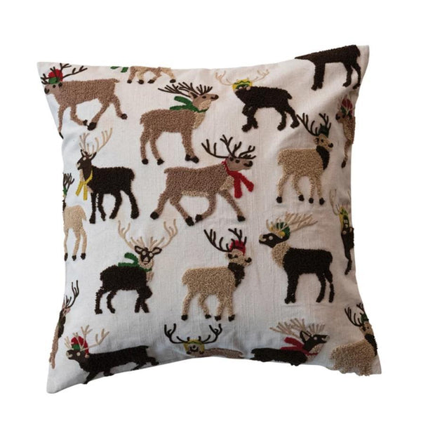 Cotton Slub Reindeer Pillow