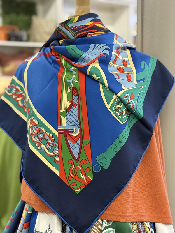 Navy Silk Scarf
