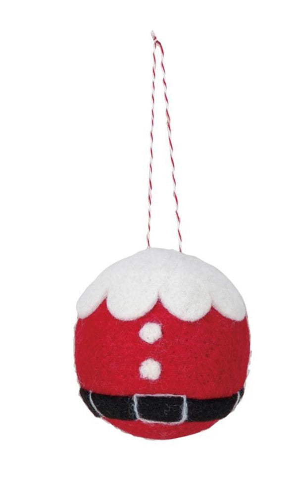 Wool Felt & Foam Ball Ornament w/ Santa Clothes, Multi Color