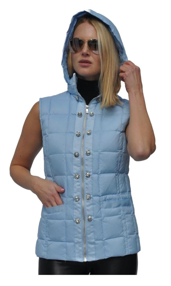 Ciao Milano Celia Powder Blue Puffer Vest/Hood