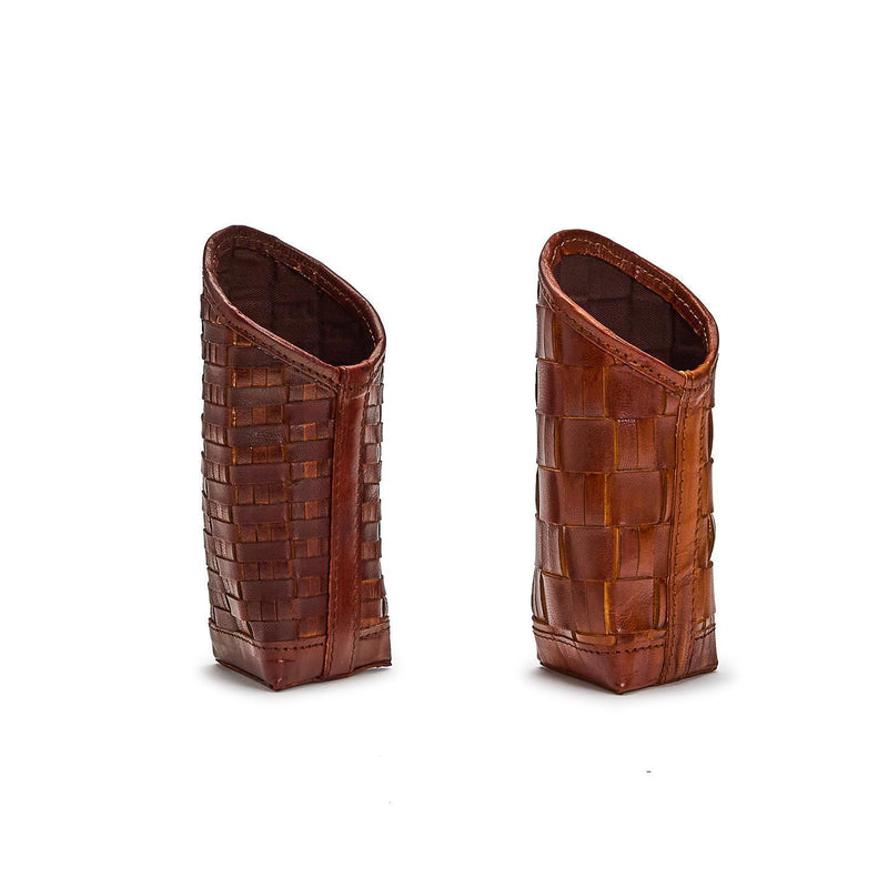 Chestnut Woven Leather Weighted Eyeglass Holder