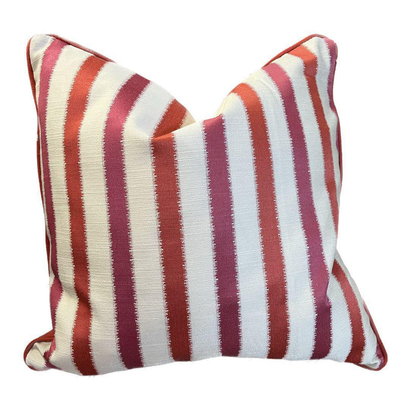 Rose and Cream Stripe Pillow Pair Covers Only