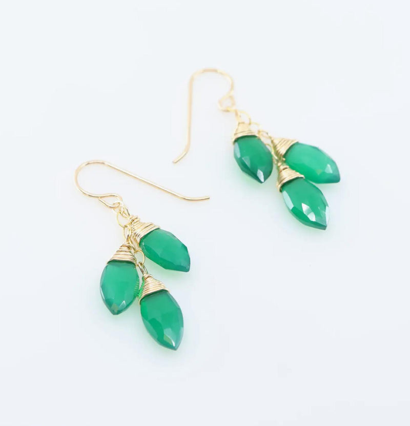 J Mills Green Onyx Triple Drop Earrings