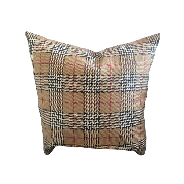 Classic Brown & Black Plaid Pillow 20x20