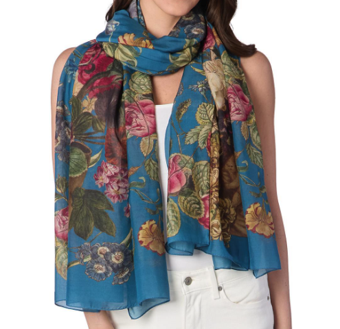 Floral Print Teal Scarf