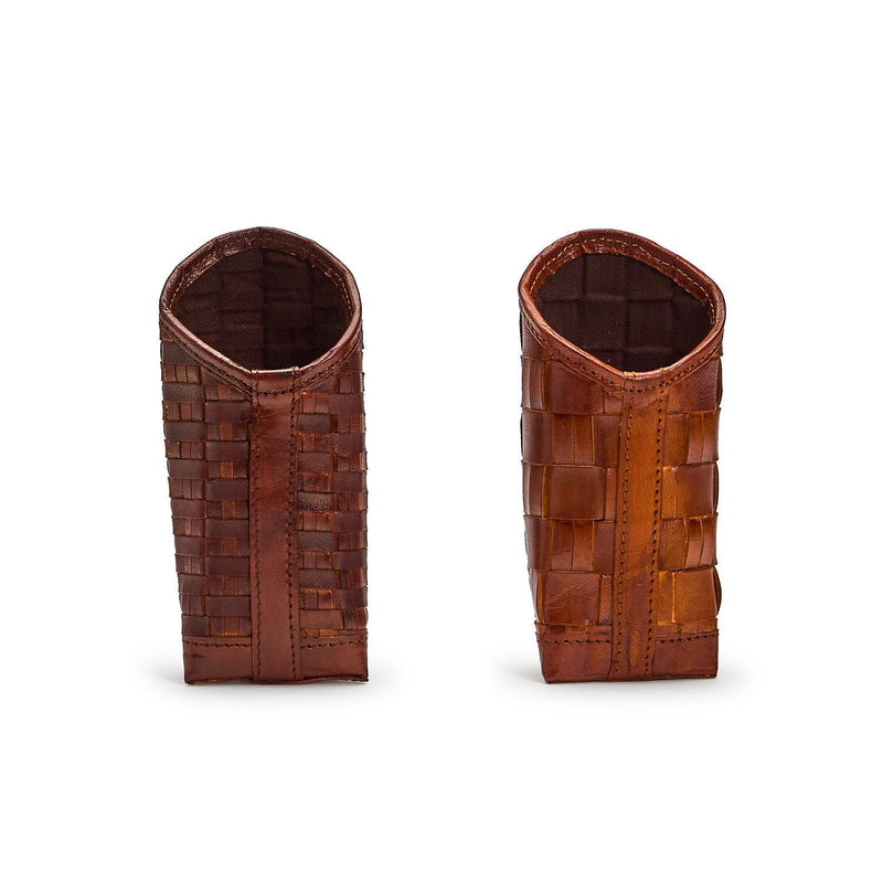 Chestnut Woven Leather Weighted Eyeglass Holder