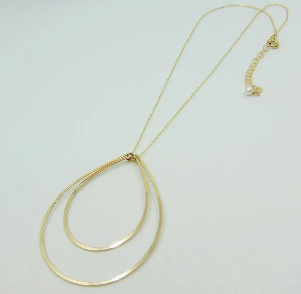 J Mills Forged Double Nesting Teardrop Necklace