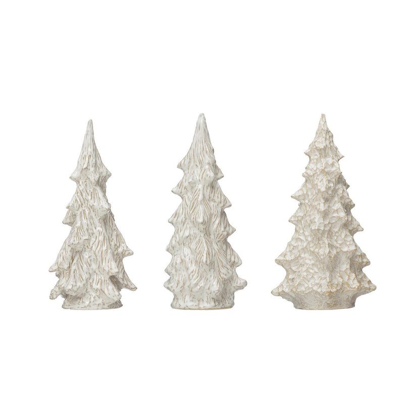 White stoneware glazed tree holiday decor