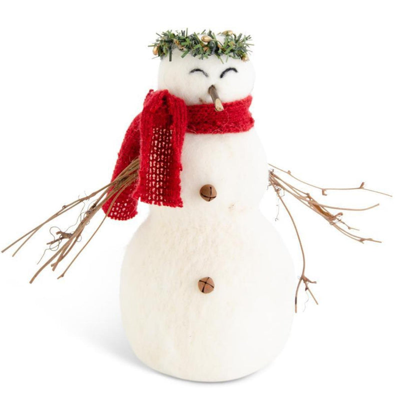 Wool Snowman w/Trig Arms & Wreath
