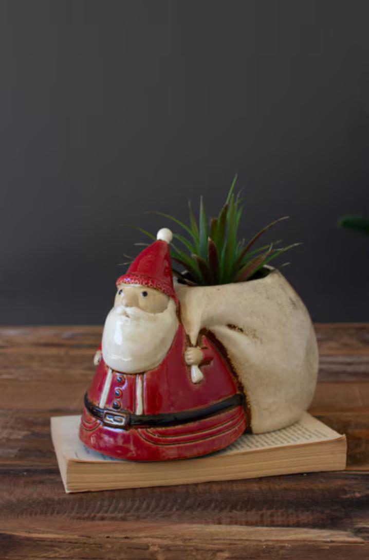 Ceramic Santa With Toy Sack Planter