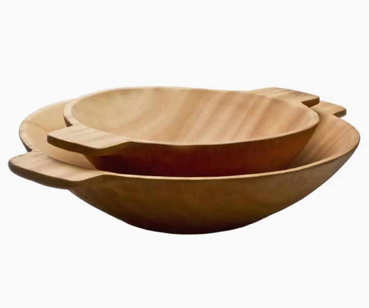 Rustic Wood Bowl w/Handle