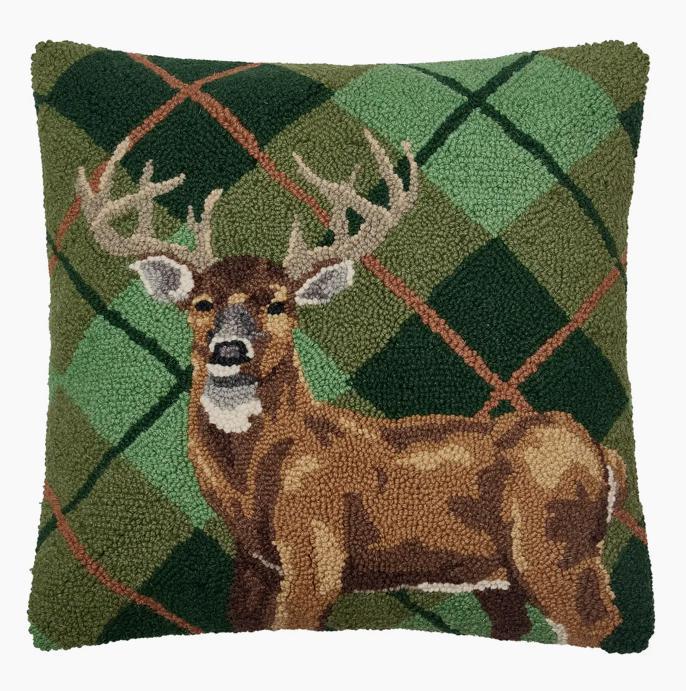 Deer Plaid Hook Pillow