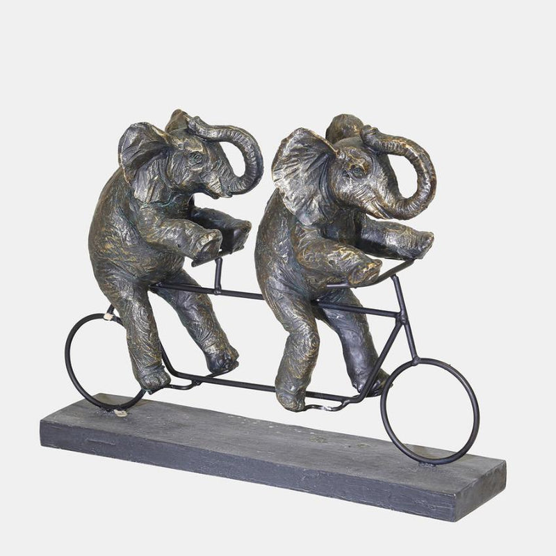 Elephants On Tandem Bike, Bronze