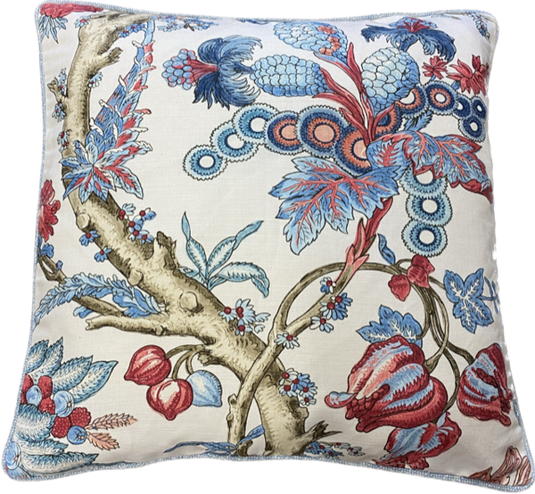 Thibaut Chatelaine Blue and Red Throw Pillow