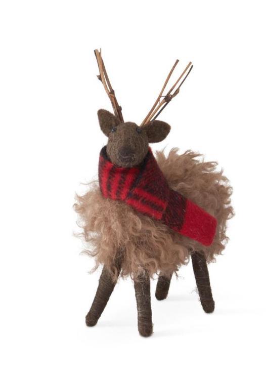 Brown Wool Deer w/Stick Antlers