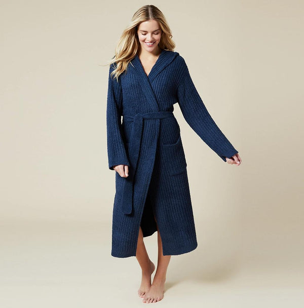 Softies Solid Rib Marshmallow Unisex Hooded Robe