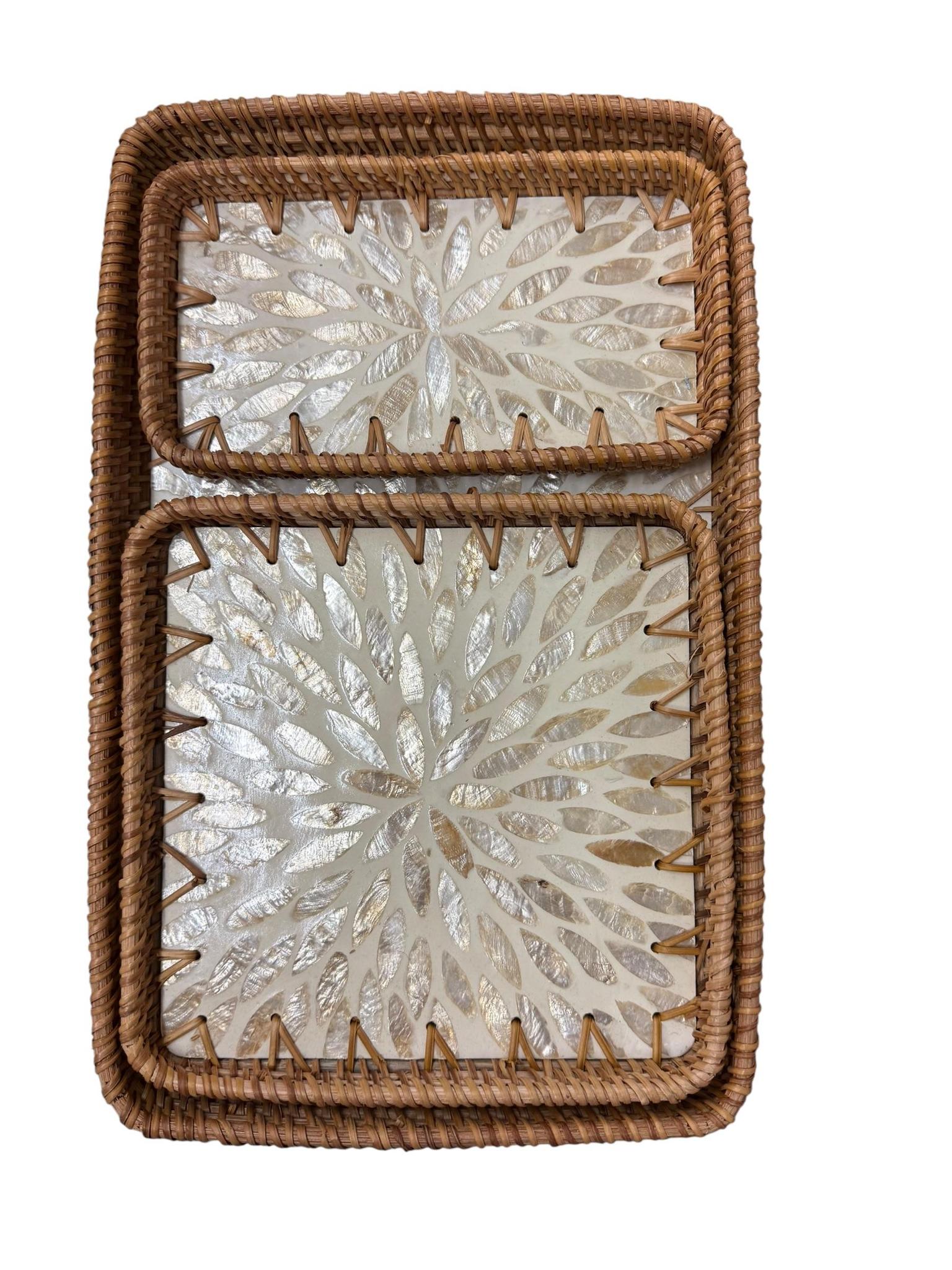 Rattan & Shell Mosaic Decorative Trays – Eloise Trading Company